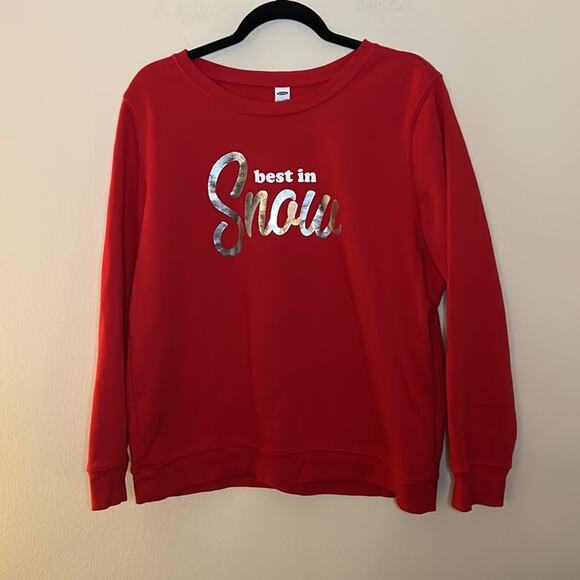 Old Navy “Best in Snow” Crewneck Pullover Sweatshirt Size L - Picture 2 of 5